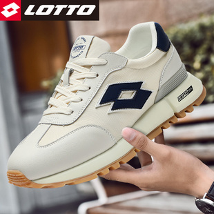 透气网面厚底时尚 乐途LOTTO正品 休闲运动鞋 真皮阿甘鞋 复古潮 男鞋