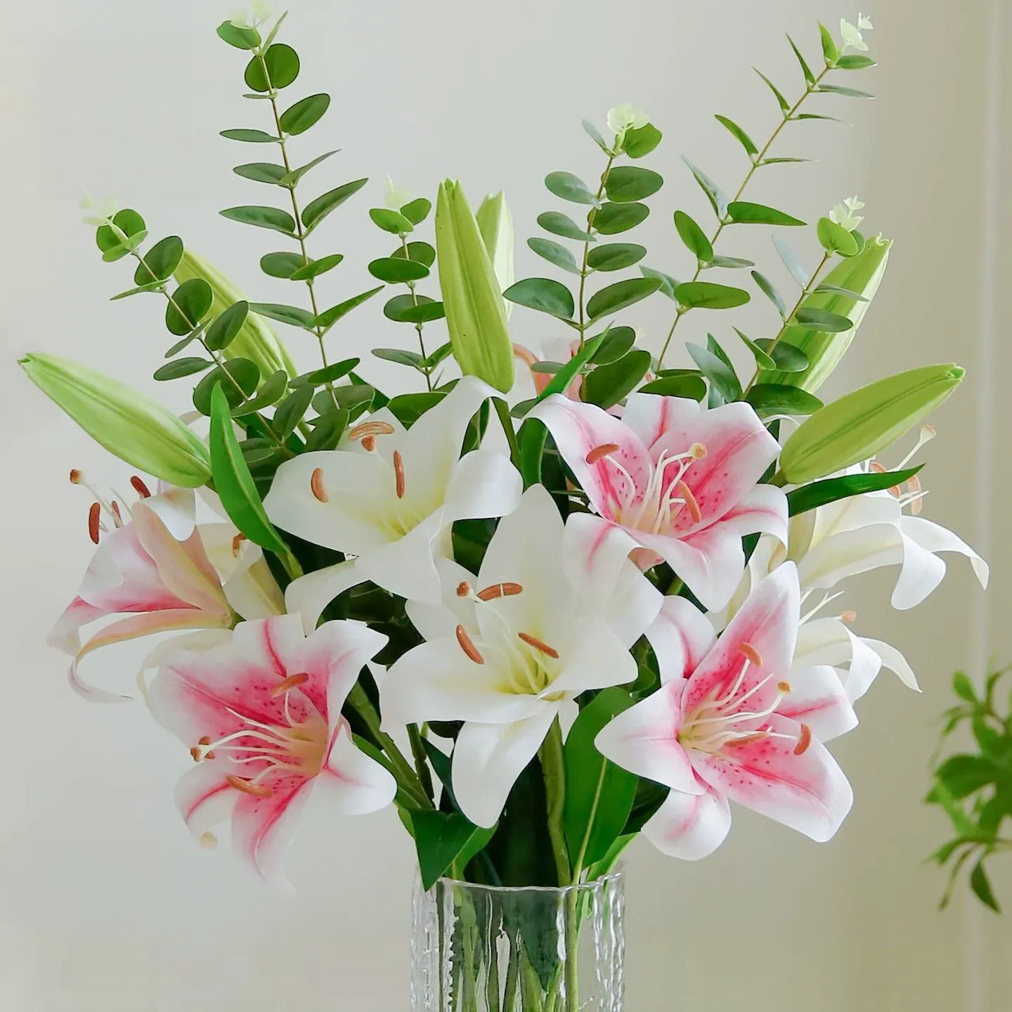 手感百合花仿真花束高级感逼真假花轻奢高端花艺摆件长枝仿生花束