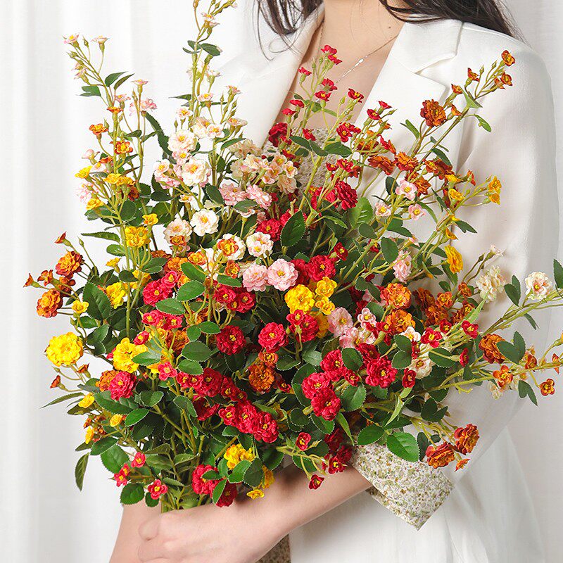 仿真蔷薇玫瑰花家居插花干花装饰