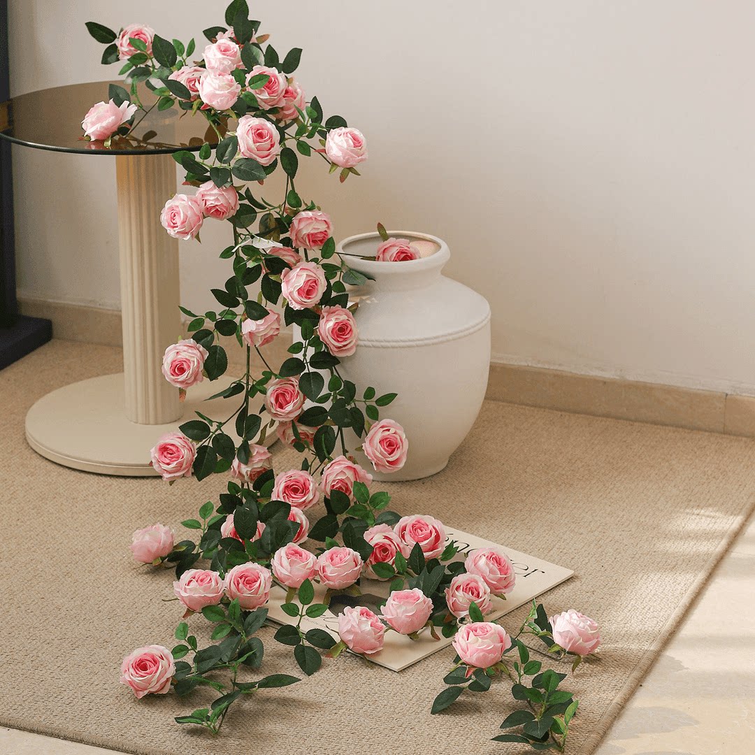 高级感仿真莫奈玫瑰花藤假月季花藤条管道遮丑神器空调管客厅装饰