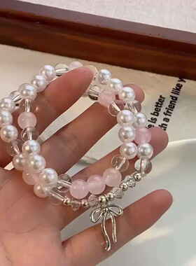 禅意古风蝴蝶结双层琉璃串珠手链女新中式超仙甜美简约学生