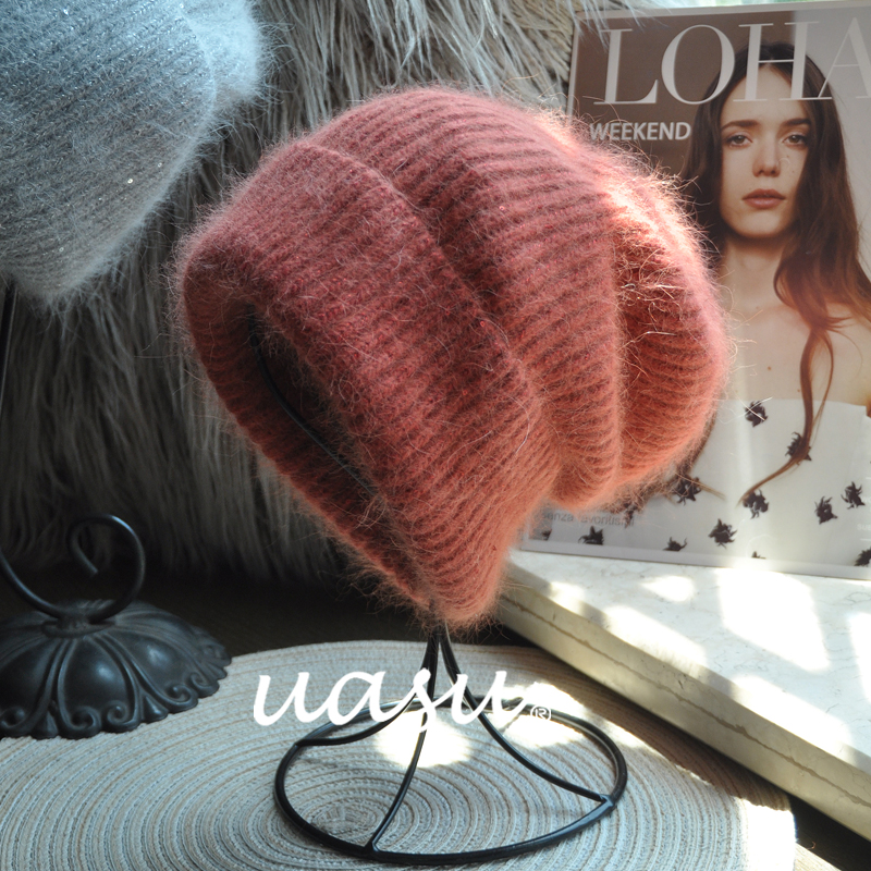 安哥兔绒毛线帽~洋气时尚~秋冬季