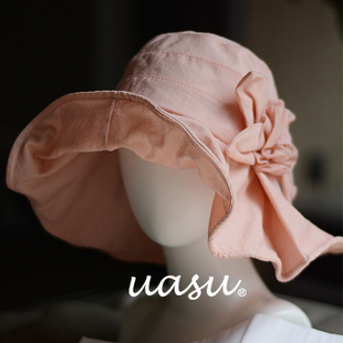 轻淑女优雅花朵大沿纱帽甜美仙气防晒帽可折叠遮阳帽女士春夏新款