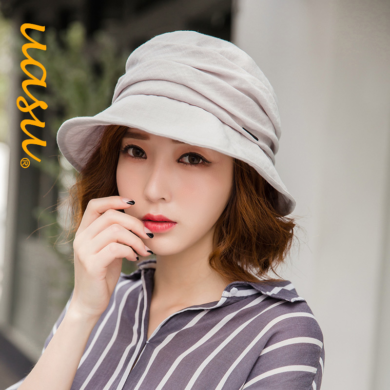 防晒气质优雅皱褶艺文艺感渔夫帽
