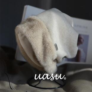 冬季出片！加厚保暖毛呢堆堆帽大头围毛绒防寒护耳帽女士毛线冷帽