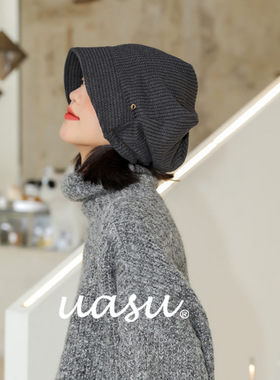 不洗头~显脸小~新款时尚堆堆帽女士秋冬季包头帽子大头围月子冷帽