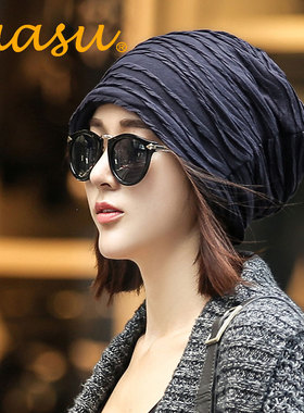 新款帽子男女冬季包头帽套头月子帽春秋冬天韩版潮头巾堆堆帽百搭