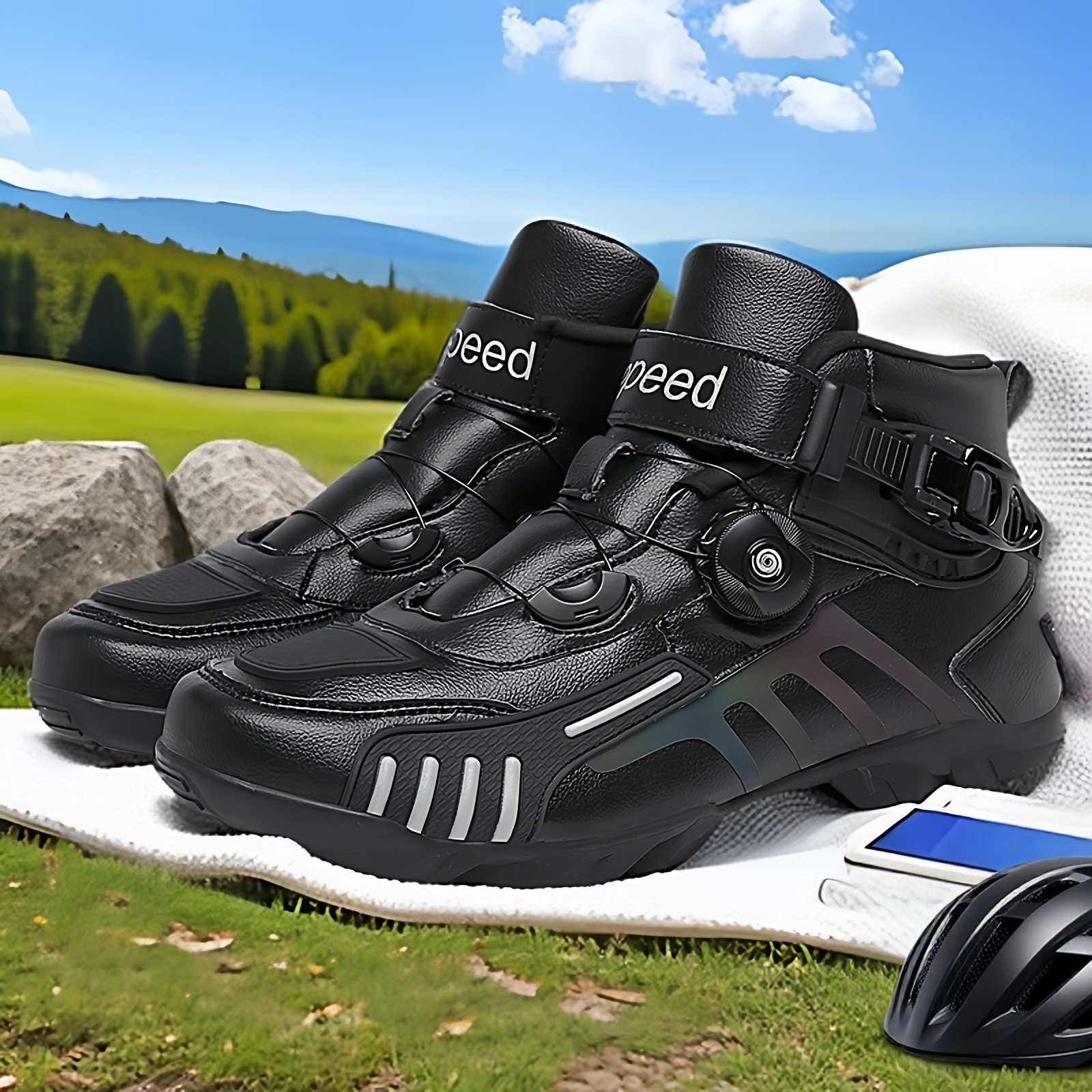 森歌冬季骑行鞋无锁山地车公路自行车非锁鞋男女高帮单车鞋硬底