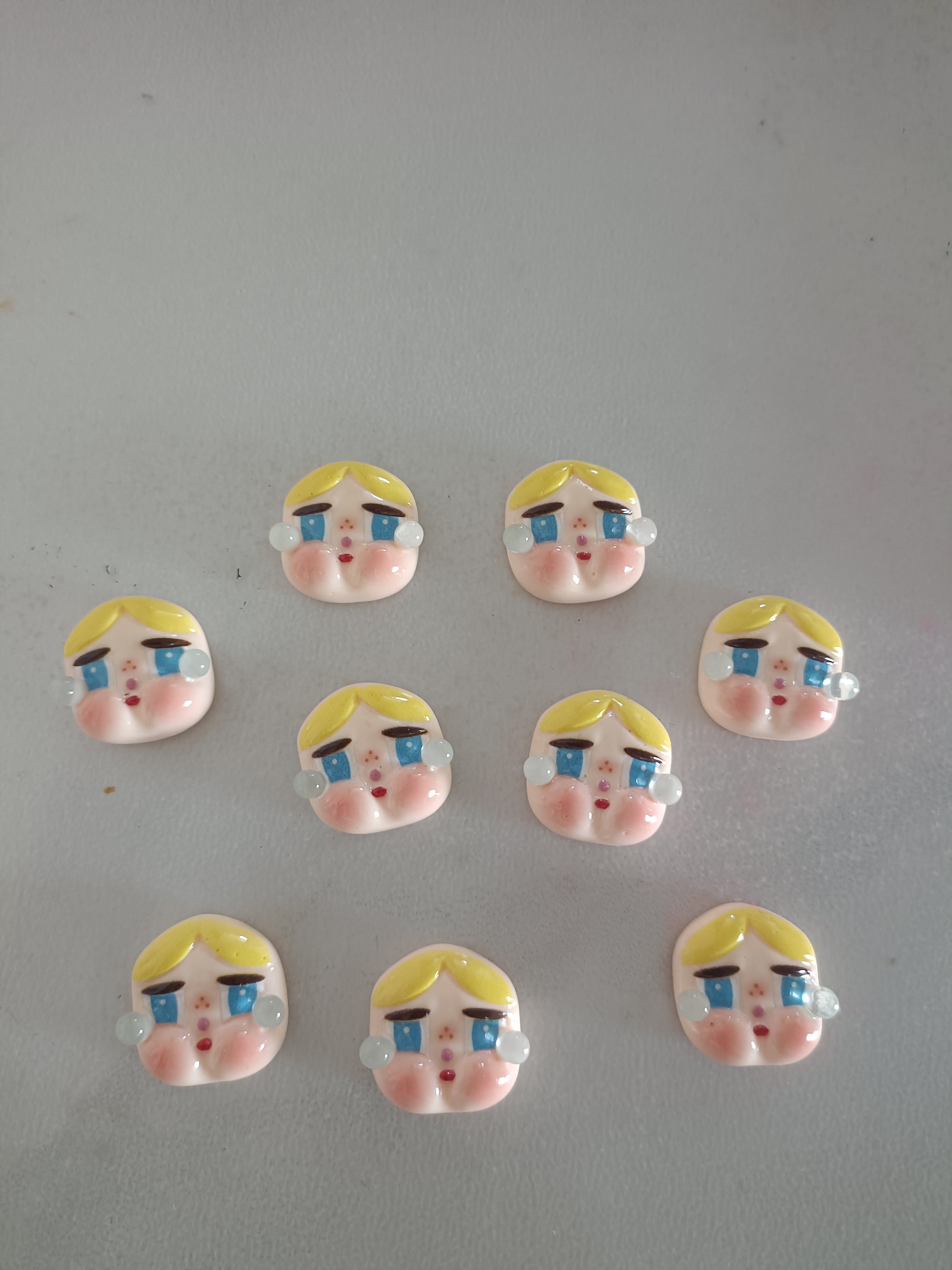 盲盒娃娃脸模娃娃脸部树脂黏土手办豆荚脸配件毛绒娃娃脸手工diy图片