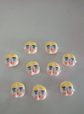 盲盒娃娃脸模娃娃脸部树脂黏土手办豆荚脸配件毛绒娃娃脸手工diy
