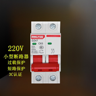 63A单相2P小型断路器380V过载短路保护开关 220V家用空气开关DZ47
