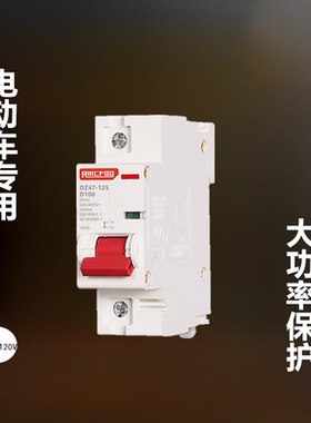 220V单相电动车专用空气开关DZ47D型高分段3P125A家用型 1p断路器