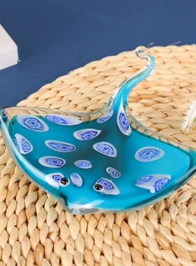 地中海风格琉璃鳐鱼海星海洋动物装饰摆件蓝色家居手工艺术品鱼缸