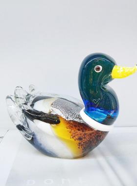 可爱田园琉璃鸳鸯好寓意绿头鸭书房高级摆件桌面小众鸭子装饰品