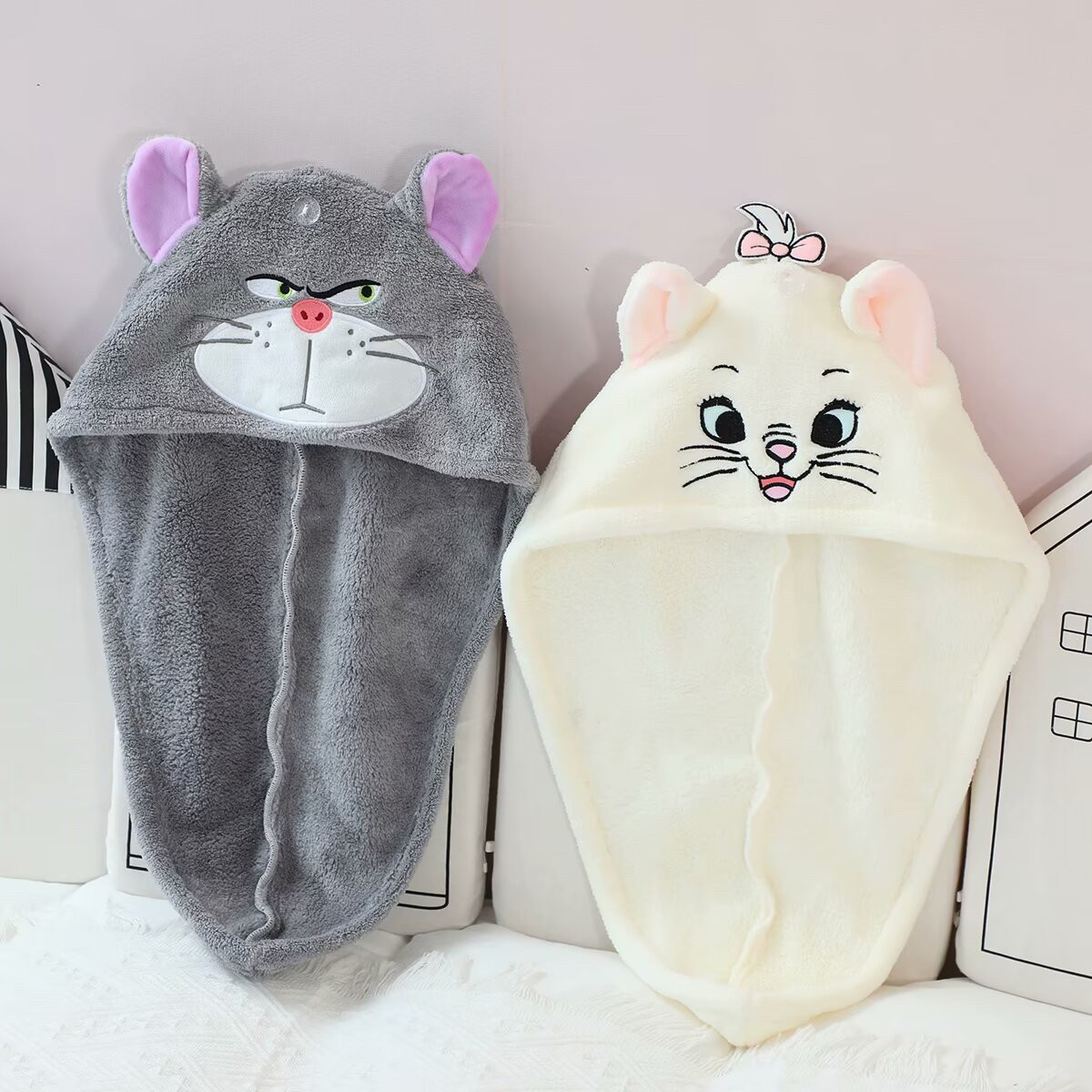 卡通可爱猫咪造型猫咪儿童干发帽女童浴帽包头发毛巾干发巾