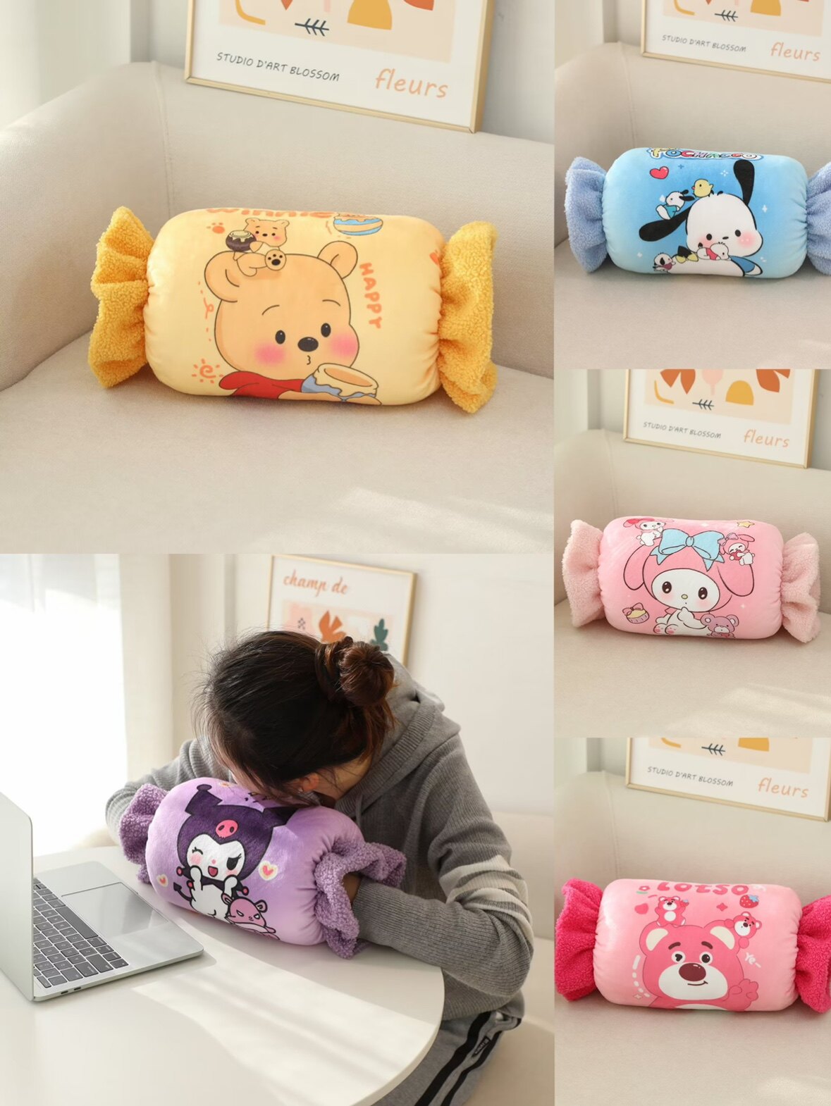 冬天季毛绒玩具糖果暖手神器抱枕插手捂学生午睡枕头男女生日礼物