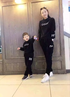 大码 男女休闲卫衣情侣亲子套装 潮 加厚金丝绒运动套装 2019秋冬新款