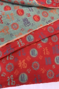 A类色织双层纱纯棉百福被纱布面料2.5宽