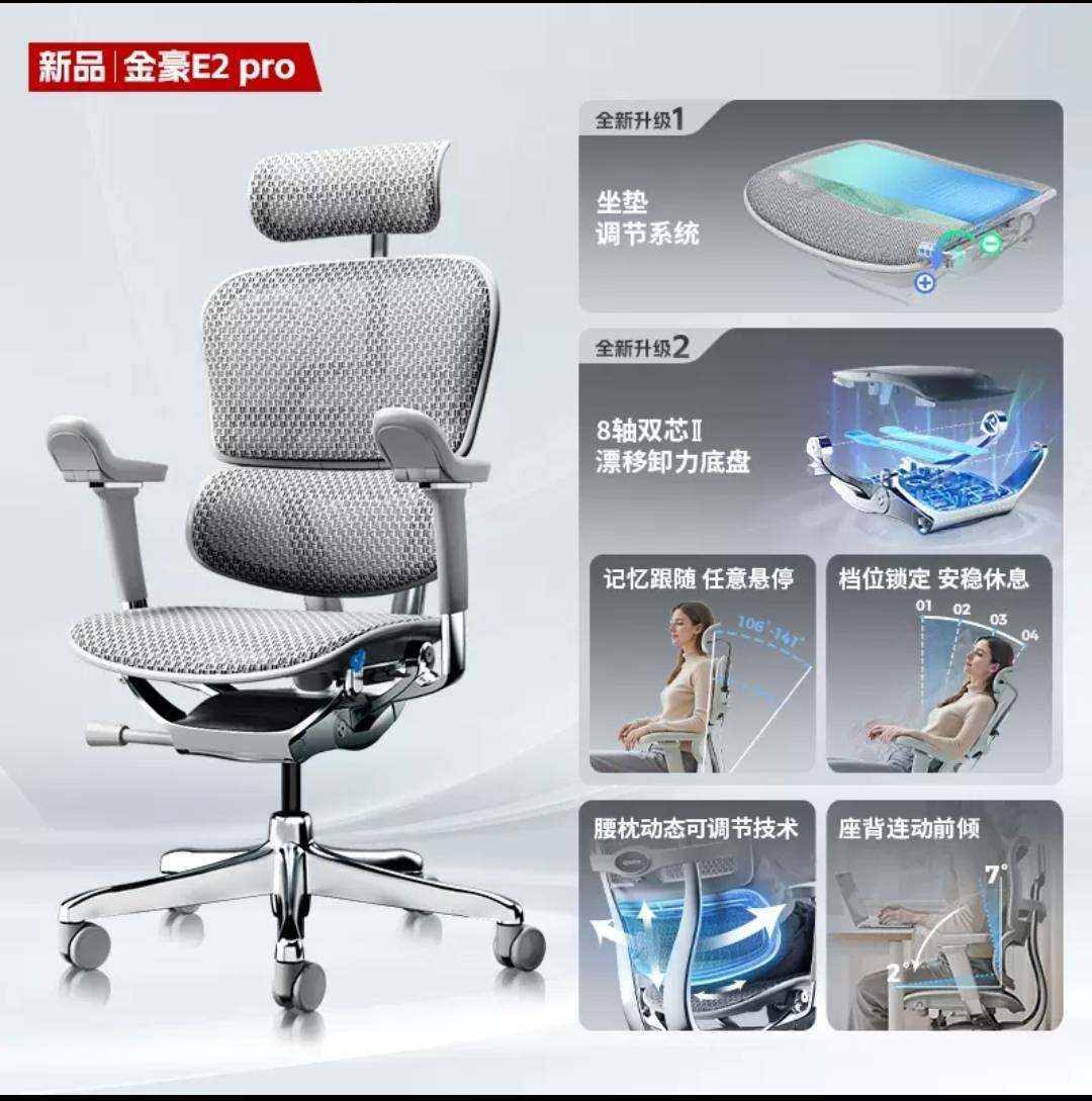 保友新款金豪E2/PRO人体工学办公电脑椅透气网布椅护腰久坐电竞图片