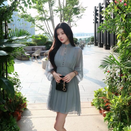 lydiaxu 重工真丝打揽显白桑蚕丝连衣裙女气质美艳修身短裙 - 封面