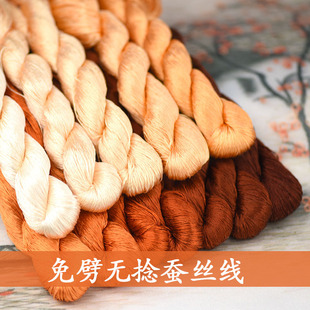 76号6A免劈丝无捻6A绒花线绣线苏绣绒花手工绣花线刺绣线红褐色