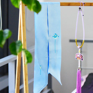 名古绣艺节日老师礼品真丝细长条窄丝巾桑蚕丝小丝带飘带丝带领巾