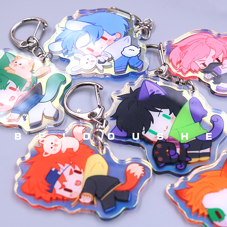 钥匙扣吊起来镭射无限滑板原创