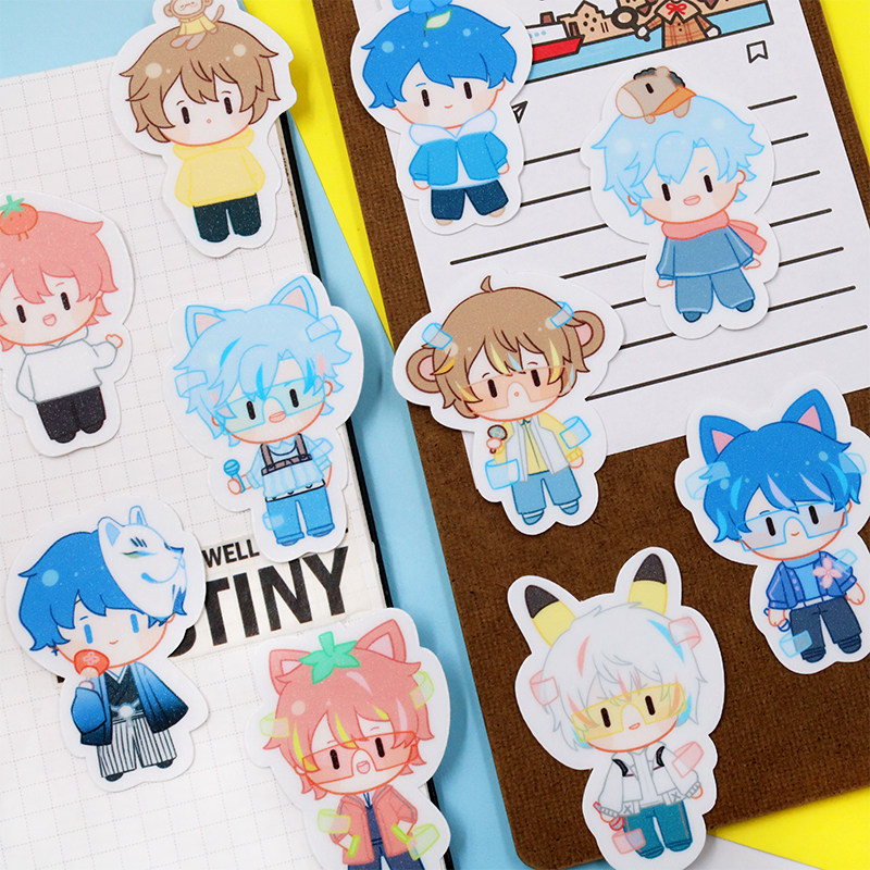 原创同人周边阴阳怪气男团q版花少北lex手机贴某幻老番茄手帐贴纸