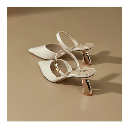 2025新款包头半拖一脚蹬夏季法式气质外穿尖头时尚百搭高跟鞋