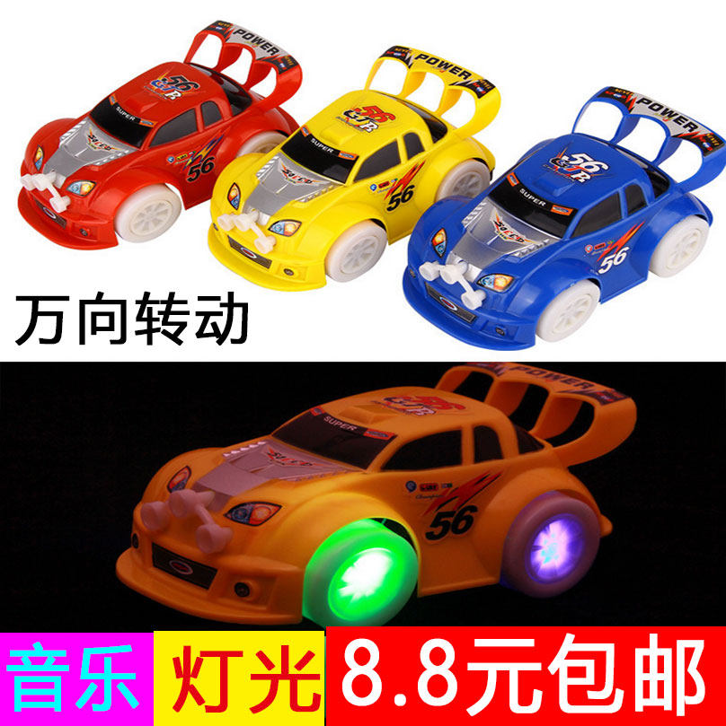 创意电动发光音乐跑车万向轮小孩闪光礼物儿童玩具车地摊货源包邮