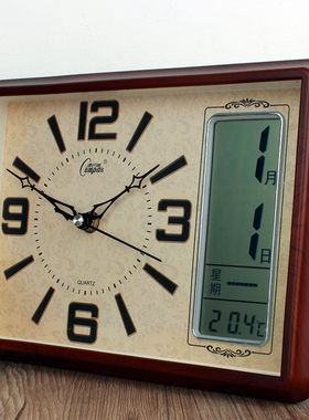 康巴丝台式万年历电子办公座钟台钟卧室床头日历石英钟温湿度钟表