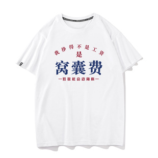 秀洛我挣的不是工资窝囊费搞笑文字衣服夏季短袖T恤男女半袖打工