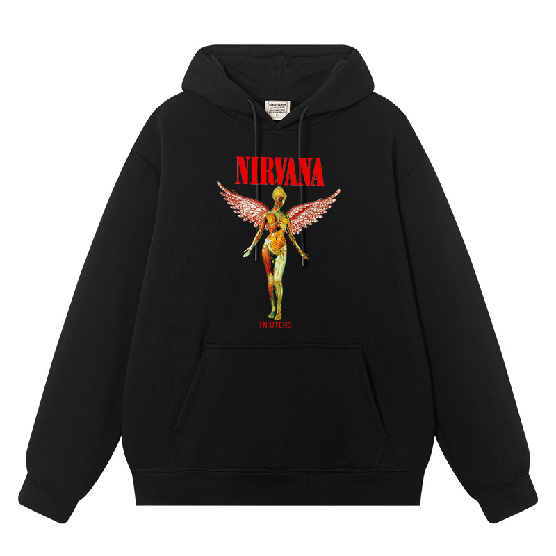 nirvana涅槃乐队翅膀连帽卫衣