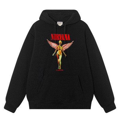 nirvana涅槃乐队翅膀连帽卫衣