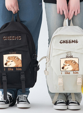 CHEEMS丧系秋田柴犬恶搞表情包废柴傻狗日系男女学生书包双肩背包