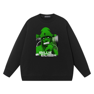 Billie eilish比莉艾利什美国歌手碧梨衣服宽松卫衣情侣装圆领