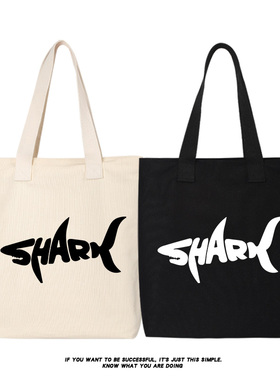 秀洛shark鲨鱼单肩包手提包购物袋帆布包托特包女大容量书包背包