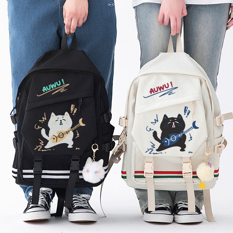 秀洛摇滚猫咪鱼吉他潮流大容量轻量卡通双肩背包学生书包双肩包,箱包皮具/热销女包/男包,双肩背包,淘宝优惠券,粉丝福利购,淘宝优惠卷
