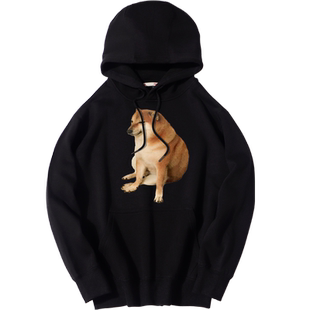 鬼畜柴犬狗狗表情包神烦狗衣服网红鬼畜秋冬连帽宽松加绒卫衣连帽
