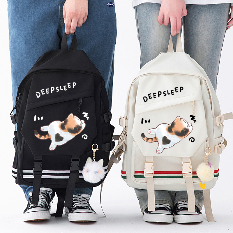 秀洛deep sleep深度睡眠三花猫双肩背包初中小学生书包休闲双肩包