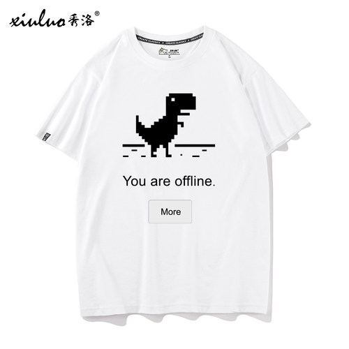 秀洛网页故障断网小恐龙程序员代码T恤男短袖IT编程周边衣服半袖