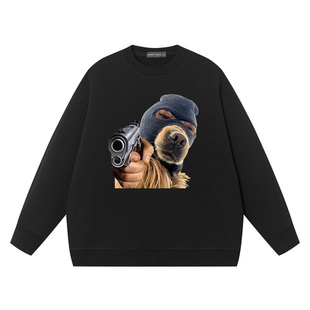秀洛沙雕恶搞搞笑狗表情包大金毛悍匪圆领纯棉重磅卫衣打底衫衣服
