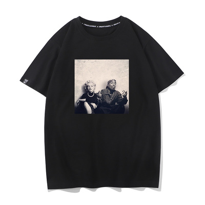 秀洛tupac联名2pac周边衣服T恤男情侣装图派克短袖体恤玛丽莲梦露