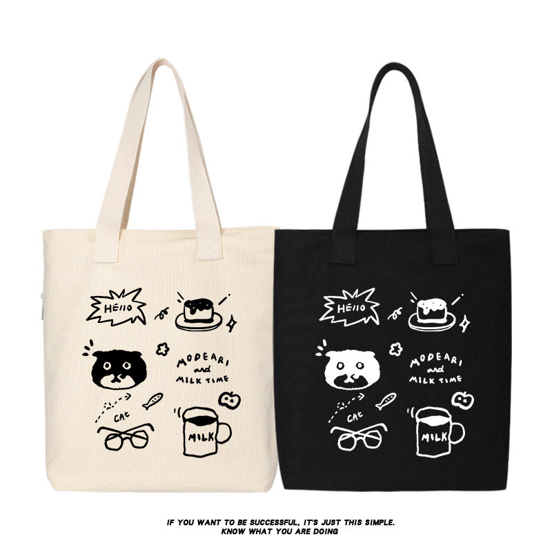 秀洛奶牛ins可爱简笔画铲猫猫帆布包单肩斜跨手提购物袋托特背包,箱包皮具/热销女包/男包,时尚帆布包,淘宝优惠券,粉丝福利购,淘宝优惠卷