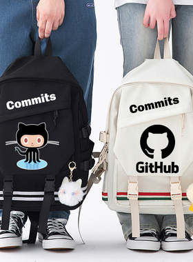 章鱼猫小恐龙it狂人程序员双肩包程序猿极客GITHUB书包男双肩背包