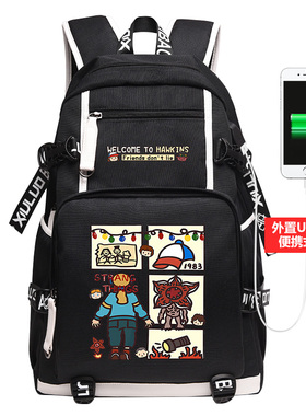 美剧怪奇物语周边stranger thing食人花同人 双肩包背包 学生书包