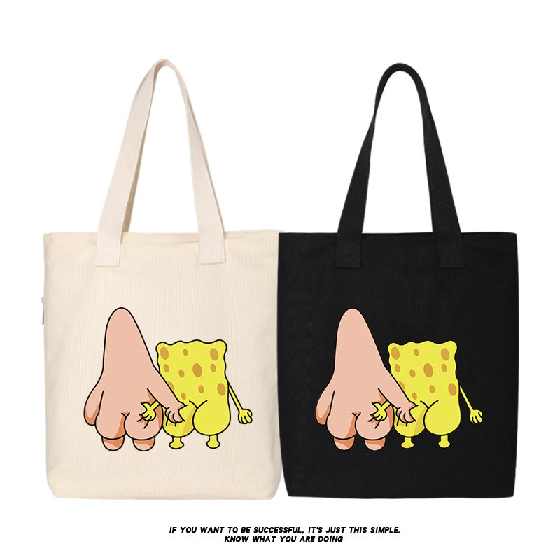 洛派大星海绵宝宝掐屁股秀帆布包单肩斜挎手提包托特包购物袋手拎,箱包皮具/热销女包/男包,时尚帆布包,淘宝优惠券,粉丝福利购,淘宝优惠卷