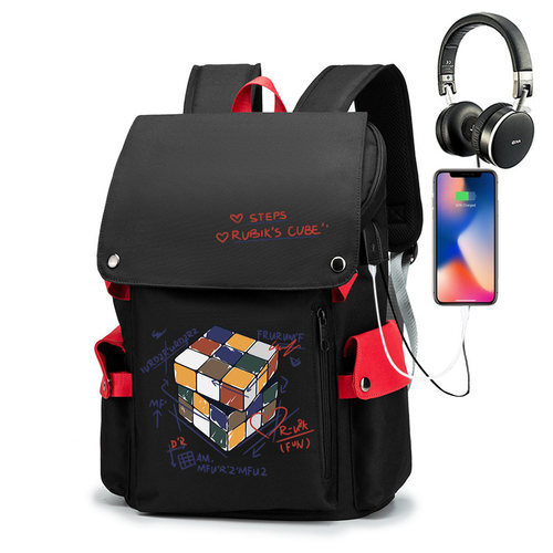 创意个性三阶魔方图案青少年男女学生书包电脑包双肩背包旅行包潮