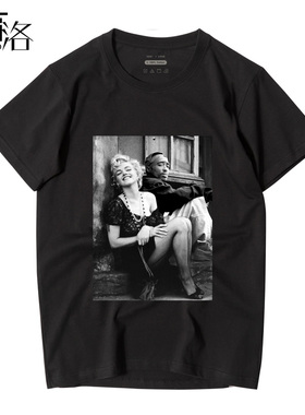 秀洛欧美街头联名2pac短袖嘻哈说唱宽松大码T恤体恤潮玛丽莲梦露