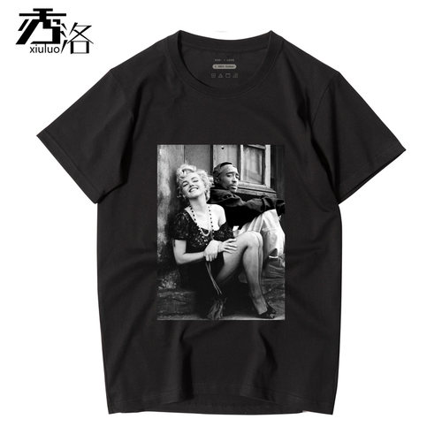 秀洛欧美街头联名2pac短袖嘻哈说唱宽松大码T恤体恤潮玛丽莲梦露